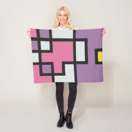 抽象画 モダン レトロ mapper #2 フリースブランケット fleece deken