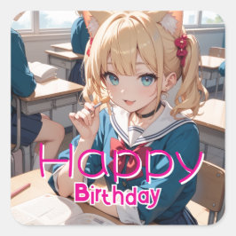 教室にいる猫耳の少女 VIERKANTE STICKER