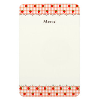 文字 カスタマイズ いちご　ギンガムチェック　サーモンピンク　 マグネット MAGNEET