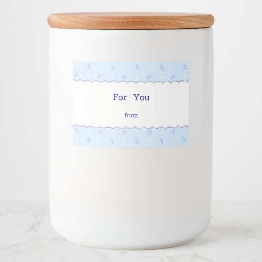 文字 カスタム 野ばら&リボン(ブルー) フードラベル VOEDSELCONTAINER ETIKET (Voorkant)