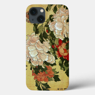 斎 Hokusai Peonies & Butterflies Fine Art iPhone 13 Hoesje