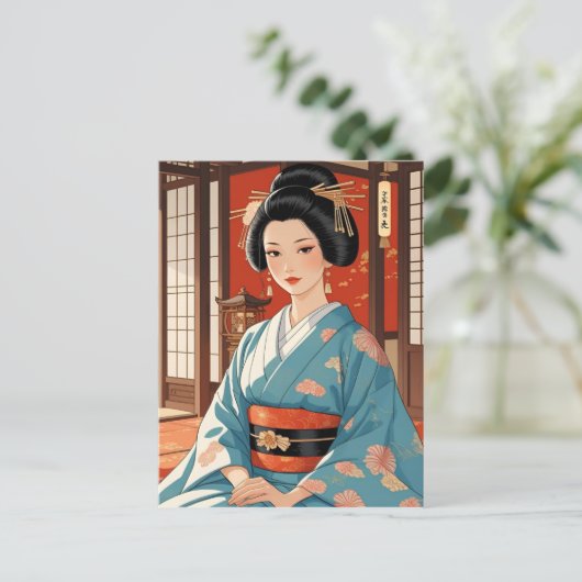 日本の大奥　美しい着物美女 BRIEFKAART (Staand voorkant)