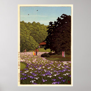 明 治 神 菖 園, Iris Garden at Meiji Shrine, Hasui Kawa Poster