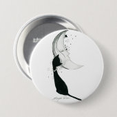 月と黒猫 RONDE BUTTON 7,6 CM (Voorkant /achterkant)