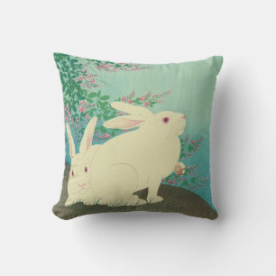 月 と 兎, 邨 Rabbits & Moon, Koson, Ukiyo-e Kussen