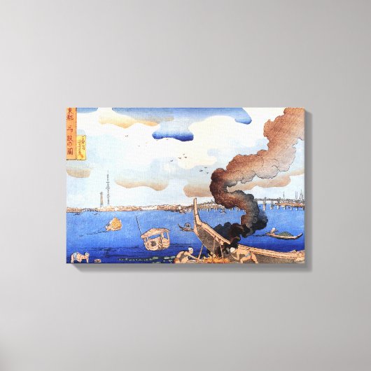 東 都 の 図, , Sumida Sumida River, Kuniyoshi, Ukiyo-e Canvas Afdruk (Voorkant)