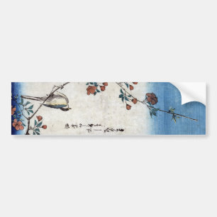 枝 桜 鳥, 広 重 Bird & Weeping Cherry, Hiroshige, Ukiyo Bumpersticker
