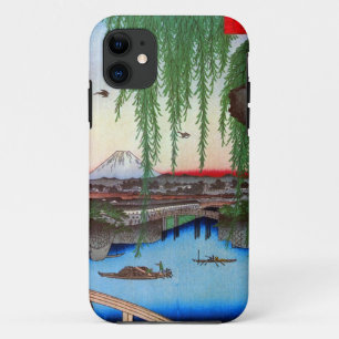 柳 と 士, 広 Willow en Mt Fuji, Hiroshige, Ukiyo-e iPhone 11 Hoesje