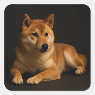 柴犬ポートレート – Shiba Inu Art Vierkante Sticker