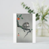 柿 に 猿, 古 aap op Persimmon-boom, Ohara Koson Briefkaart (Staand voorkant)