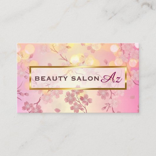 桜とゴールド ピンク 美しい サロン スクール 美容 名刺♡ VISITEKAARTJE (Voorkant)