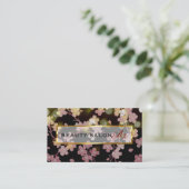 桜とゴールド ブラック 美しい サロン スクール 美容 名刺♡ VISITEKAARTJE (Staand voorkant)