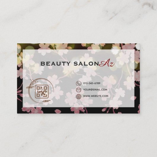 桜とゴールド ブラック 美しい サロン スクール 美容 名刺♡ VISITEKAARTJE (Achterkant)