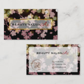 桜とゴールド ブラック 美しい サロン スクール 美容 名刺♡ VISITEKAARTJE (Voorkant / Achterkant)