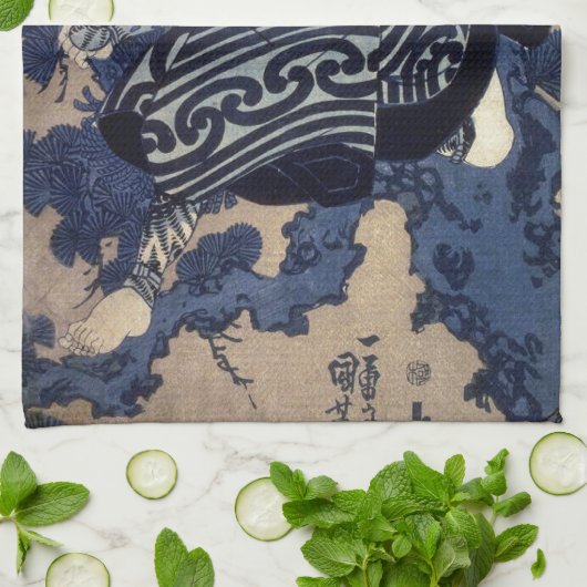 歌 伎 者, 国 芳 Kuniyoshi, Ukiyo-e Theedoek (Gevouwen)