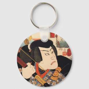 歌 舞 役 者, 国 Kabuki Actor, Kuniyoshi, Ukiyoe Sleutelhanger