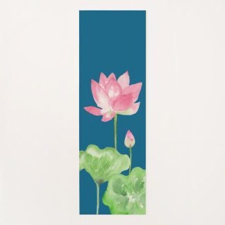 水彩で描いたハスの花のヨガマット YOGAMAT