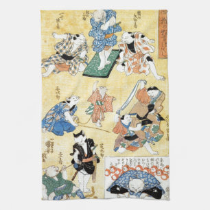 流 行 づ, のActors van de 狂 Kuniyoshi, Ukiyoe. Theedoek