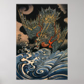 海 龍, 国, Zee Dragon, Kuniyoshi, Ukiyo-e Poster (Voorkant)