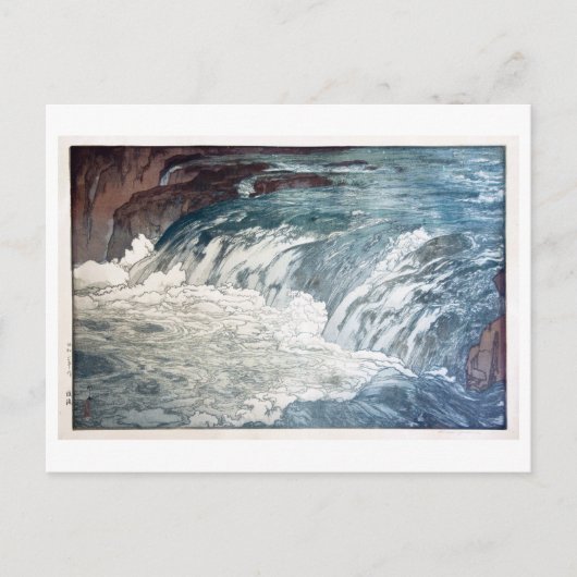 渓 流, Rapids, Hiroshi Yoshida, Woodcut Briefkaart (Voorkant)