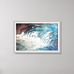渓 流, Rapids, Hiroshi Yoshida, Woodcut Canvas Afdruk