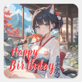 温泉に入る猫耳娘 VIERKANTE STICKER