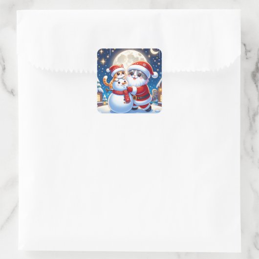 猫サンタクロース VIERKANTE STICKER (Tas)