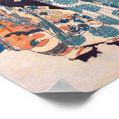 猫 の る ま, 国 Big Cat Snowman, Kuniyoshi, Ukiyo-e Poster (Hoek)