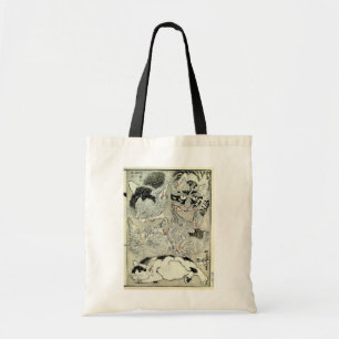 猫, 暁 斎 Cats, Kyōsai, Ukiyo-e Tote Bag