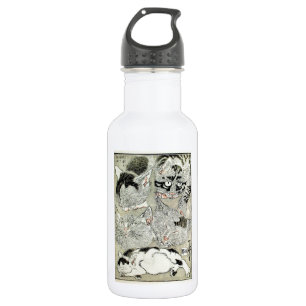 猫, 暁 斎 Cats, Kyōsai, Ukiyo-e Waterfles