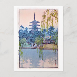 猿 澤 池, Sarusawa Pond, Hiroshi Yoshida, Woodcut Briefkaart