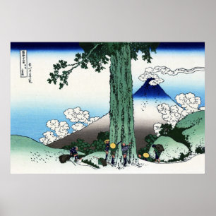 甲 三 越, 北 Uitzicht Mt. Fuji uit Mishima, Hokusai, 州 Poster