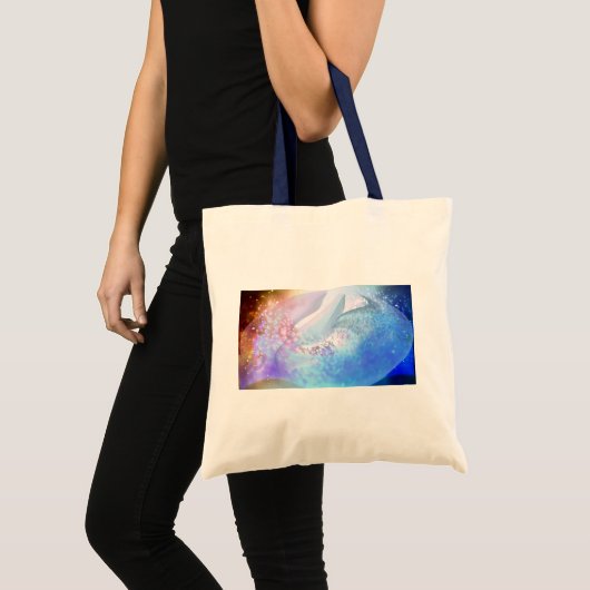 異次元の世界で泳ぐイルカとクジラ　  ラージトートバッグ TOTE BAG (Voorkant (product))