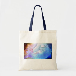 異次元の世界で泳ぐイルカとクジラ　  ラージトートバッグ TOTE BAG