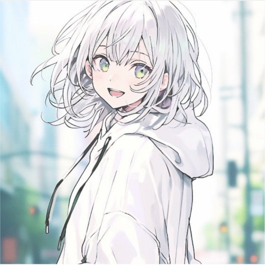 白パーカーJKシール｜寿司娘 GenerativeAI Sticker (Voorkant)