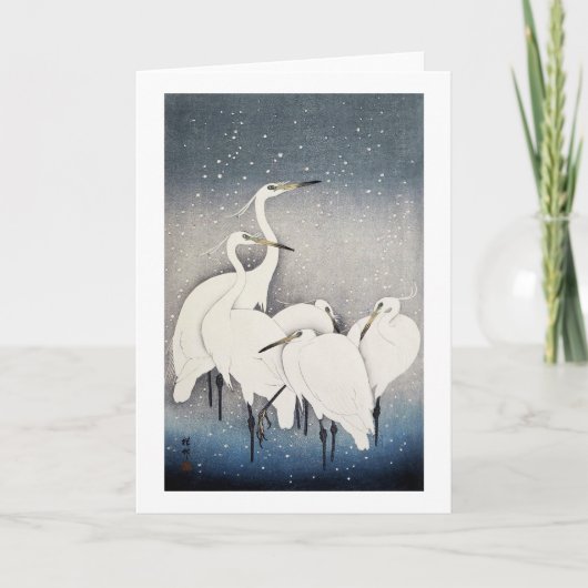 白鷺の群れ, 古邨 Groep Aigrettes, Ohara Koson, Houtdruk Kaart (Voorkant)