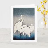 白鷺の群れ, 古邨 Groep Aigrettes, Ohara Koson, Houtdruk Kaart (Gele Bloem)