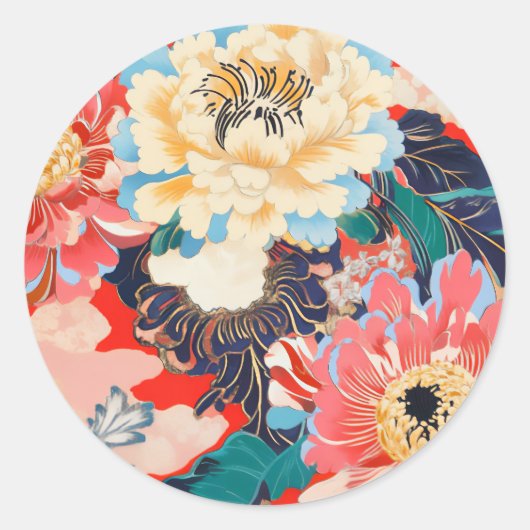 百花繚乱 Reimagined2 Ronde Sticker (Voorkant)