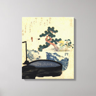 盆 栽, 北 Bonsai, Hokusai, Ukiyo-e Canvas Afdruk