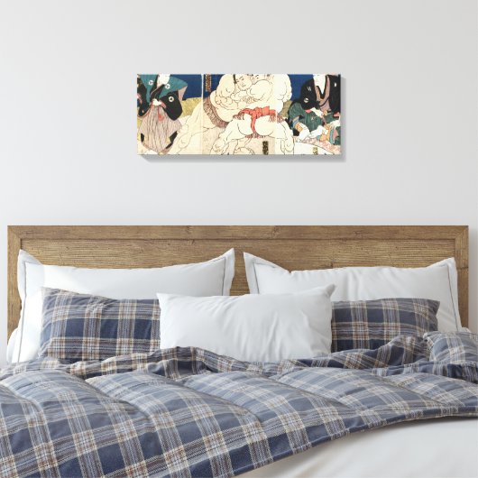 相撲, 国貞 Smou worstelen, Kunisada, Ukiyo-e Canvas Afdruk (Insitu (Slaapkamer))