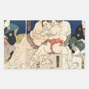 相 撲, 国 Smou worsteling, Kunisada Rechthoekige Sticker