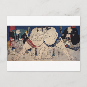 相 撲, 国 Sumo Wrestling, Kuniyoshi, Ukiyo-e Briefkaart