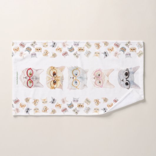 眼鏡猫(cat with glasses/gato com óculos) (Serviette à main)
