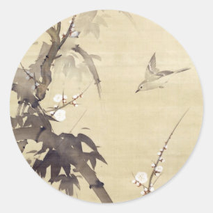 竹 に 鳥, 其 Bird en Bamboo, Kiitsu, Japan Art Ronde Sticker