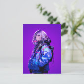 紫/Purple Invitation Card | 東京娘 GenerartiveAI Kaart (Staand voorkant)