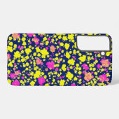 紺地に黄色とピンクの花模様 和風 着物柄 SAMSUNG GALAXY HOESJE (Achterkant horizontaal)