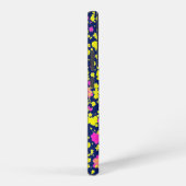 紺地に黄色とピンクの花模様 和風 着物柄 SAMSUNG GALAXY HOESJE (Rechterkant)