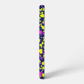 紺地に黄色とピンクの花模様 和風 着物柄 SAMSUNG GALAXY HOESJE (Linkerkant)