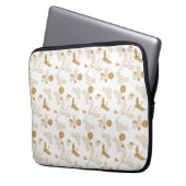 縁起の良い金色の日本の鶴模様 ノートパソコンケース LAPTOP SLEEVE (Voorkant Links)