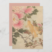 美しい花と鳥の絵　ビンテージアート　日本画 KAART (Voorkant / Achterkant)